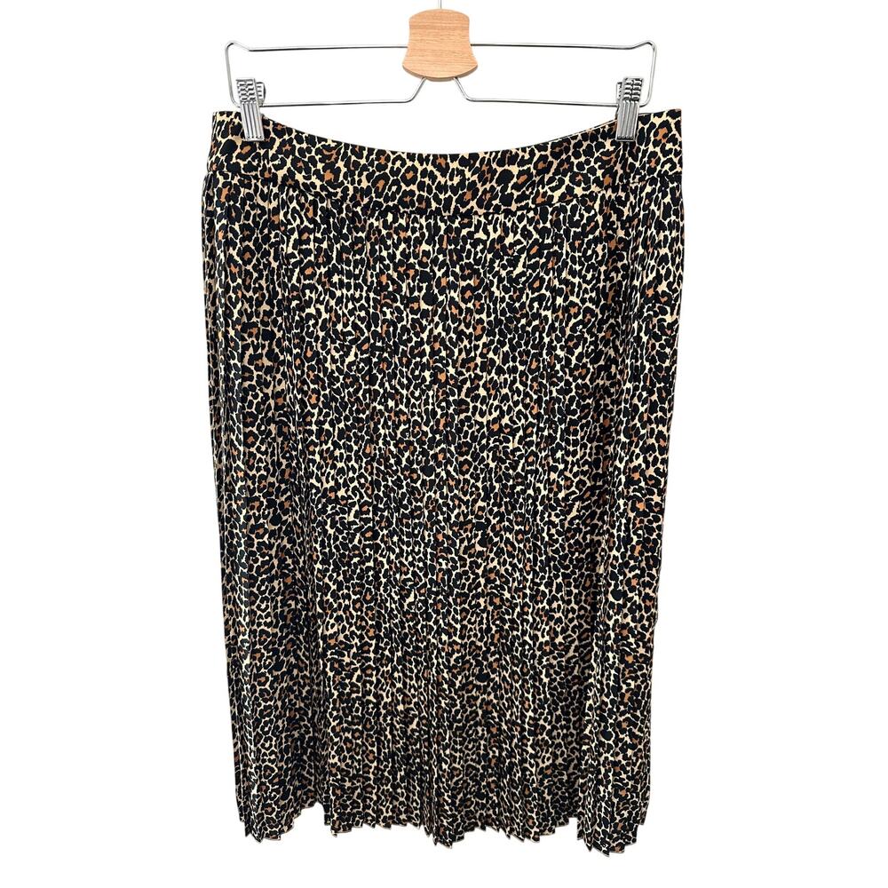 J.CREW | Leopard Print Pleated Midi Skirt Animal Print | Size 12